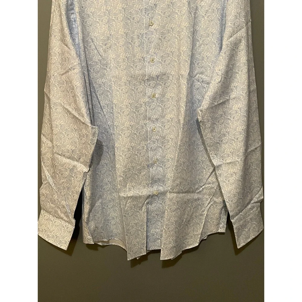 David Donahue Mens XL Light Blue Paisley Print 100% Cotton Button Down Shirt